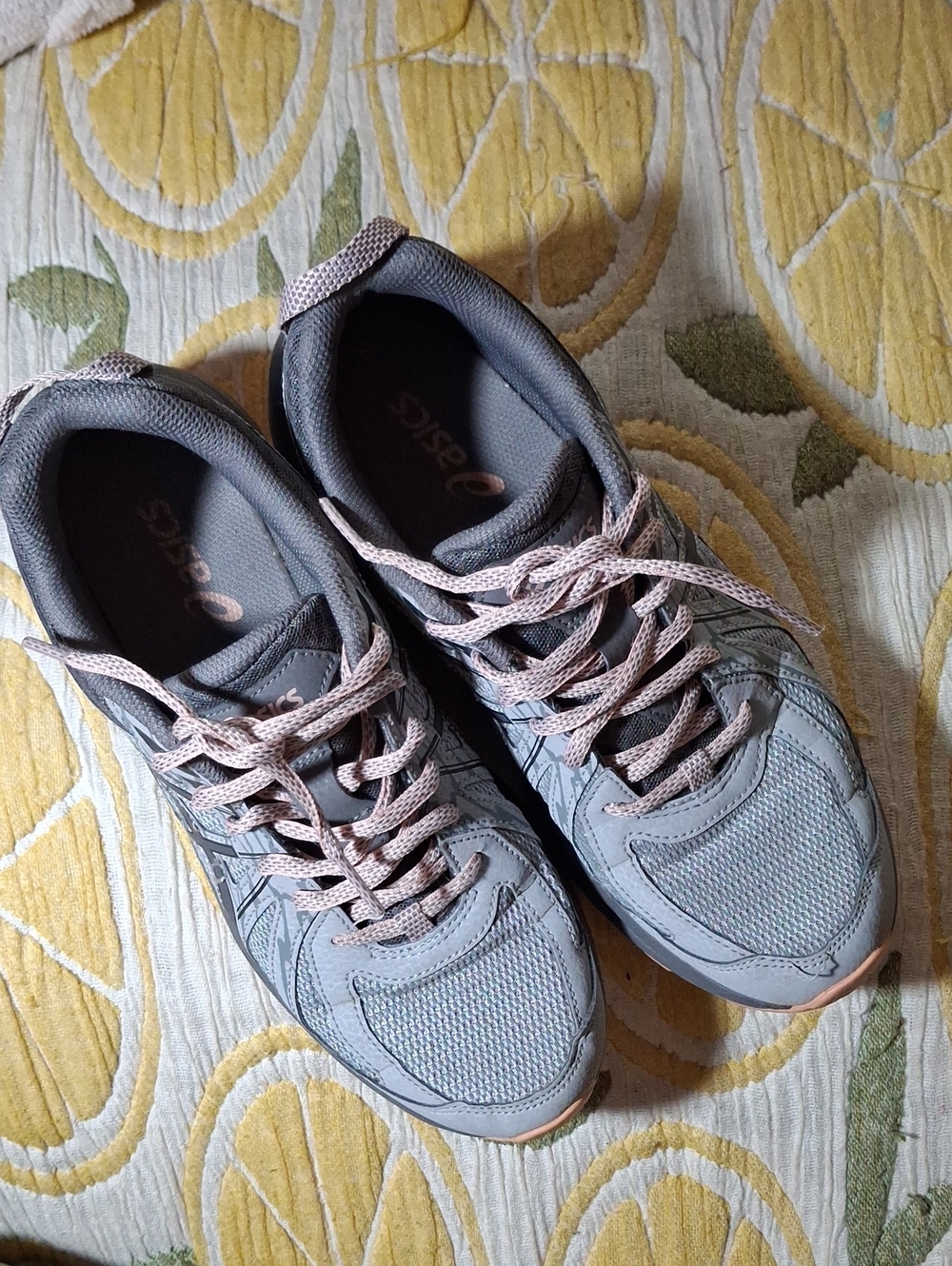 Asics Gray Sneakers with Light Pink Accents